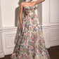 Vestido de fiesta largo sin tirantes de corte A con corsé y estampado floral Andrea & Leo A1425