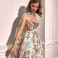Vestido de fiesta largo sin tirantes de corte A con corsé y estampado floral Andrea & Leo A1425