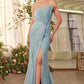 Vestido Andrea & Leo A1436 con cuerpo plisado de abanico y perlas ajustado