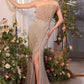 Vestido Andrea & Leo A1436 con cuerpo plisado de abanico y perlas ajustado