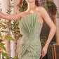 Vestido Andrea & Leo A1436 con cuerpo plisado de abanico y perlas ajustado