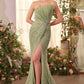 Vestido Andrea & Leo A1436 con cuerpo plisado de abanico y perlas ajustado