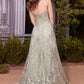 Andrea & Leo A1446 Dress Floral Lace Gown With A Cape