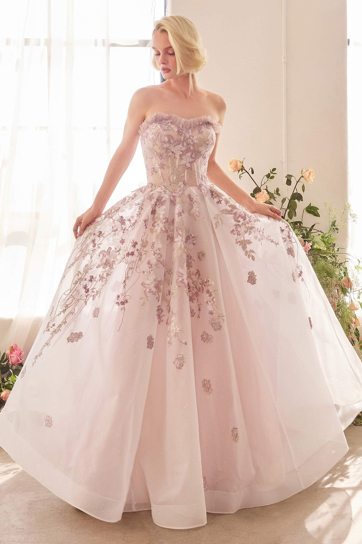 Andrea & Leo A1455 Vestido Romance Bordado Traje Corsé Línea A