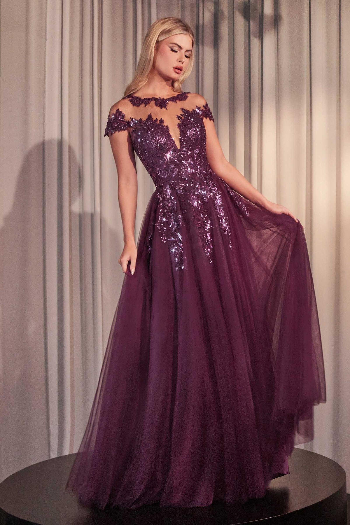 Vestido de noche acampanado Andrea & Leo A1475 de manga corta para madre de la novia