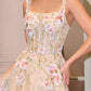Vestido largo de tul con tirantes y bordado floral A-Line Andrea & Leo A1480