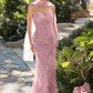 Andrea & Leo A1484 Vestido ajustado escote corazón sin tirantes motivo floral bordado