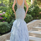 Andrea & Leo A1493 Espectacular Vestido de Sirena con Falda de Tul con Volantes en Capas
