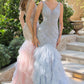 Andrea & Leo A1493 Espectacular Vestido de Sirena con Falda de Tul con Volantes en Capas