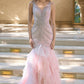 Andrea & Leo A1493 Espectacular Vestido de Sirena con Falda de Tul con Volantes en Capas