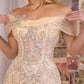 Vestido de fiesta formal ajustado con lentejuelas y hombros descubiertos Andrea & Leo A1496