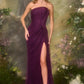 Andrea & Leo A1497 Strapless Floor Length Lace Overlay Formal Gown