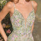 Andrea & Leo A1500 Plunging Neckline Floral Applique Fitted Formal Gown
