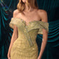 Vestido de Noche Ajustado con Lentejuelas Cascada y Hombros Caídos Andrea & Leo A1507