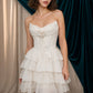 Andrea & Leo A1521 Strapless Layered Chiffon A-Line Mini Dress
