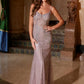 Vestido ajustado sin mangas Nox Anabel A1582 totalmente cubierto de cuentas