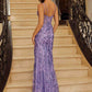 Nox Anabel A1583 Sleeveless V-Neck Fully Sequined Gown with Slit