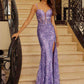 Nox Anabel A1583 Sleeveless V-Neck Fully Sequined Gown with Slit