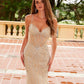 Nox Anabel A1586 Vestido Transparente con Corsé en la Cintura, Completamente Bordado con Cuentas y Ajuste de Cordones