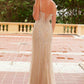 Nox Anabel A1586 Vestido Transparente con Corsé en la Cintura, Completamente Bordado con Cuentas y Ajuste de Cordones