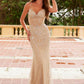 Nox Anabel A1586 Vestido Transparente con Corsé en la Cintura, Completamente Bordado con Cuentas y Ajuste de Cordones