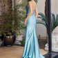 Vestido sin mangas de raso con escote corazón y abertura Nox Anabel A1588