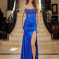 Vestido sin tirantes con cuentas y abertura Nox Anabel A1596