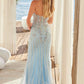 Vestido sin tirantes Nox Anabel A1713 con escote corazón totalmente adornado con abalorios