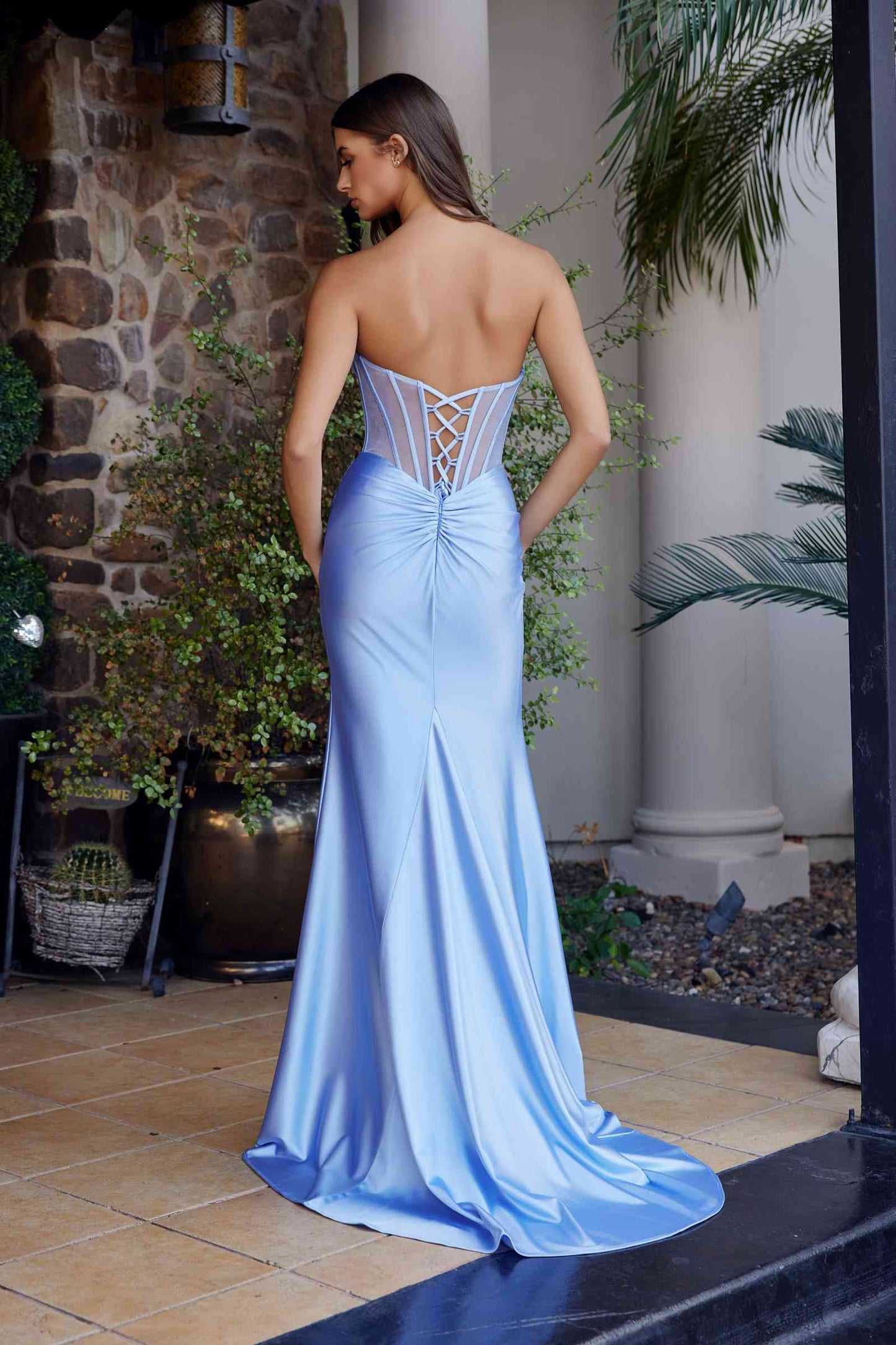 Nox Anabel A1737 Vestido de Fiesta Largo de Satén Elástico Ajustado sin Tirantes