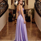 Vestido de fiesta Nox Anabel A1738 largo, corte A, sin tirantes, corsé con ballenas