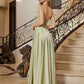 Vestido de fiesta Nox Anabel A1738 largo, corte A, sin tirantes, corsé con ballenas
