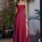 Vestido de noche Nox Anabel A1744 elegante línea A de satén elástico