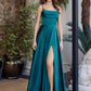Vestido de noche Nox Anabel A1744 elegante línea A de satén elástico