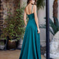 Vestido de noche Nox Anabel A1744 elegante línea A de satén elástico