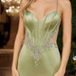 Nox Anabel A1751 Fitted Stretch Satin Open Strappy Back Prom Gown