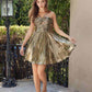 Nox Anabel A825 Short Metallic A-Line Homecoming Dress