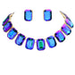 Emerald Cut Stone Link Evening Necklace Earring Set