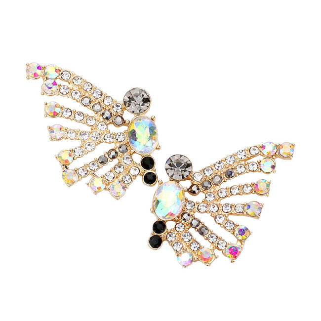 Bubble Stone Cluster Butterfly Evening Earrings