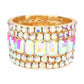Women's 5Pcs Rectangle Round Stone Stretch Multi Layered Bracelets