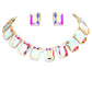 Emerald Cut Stone Link Evening Necklace Earring Set
