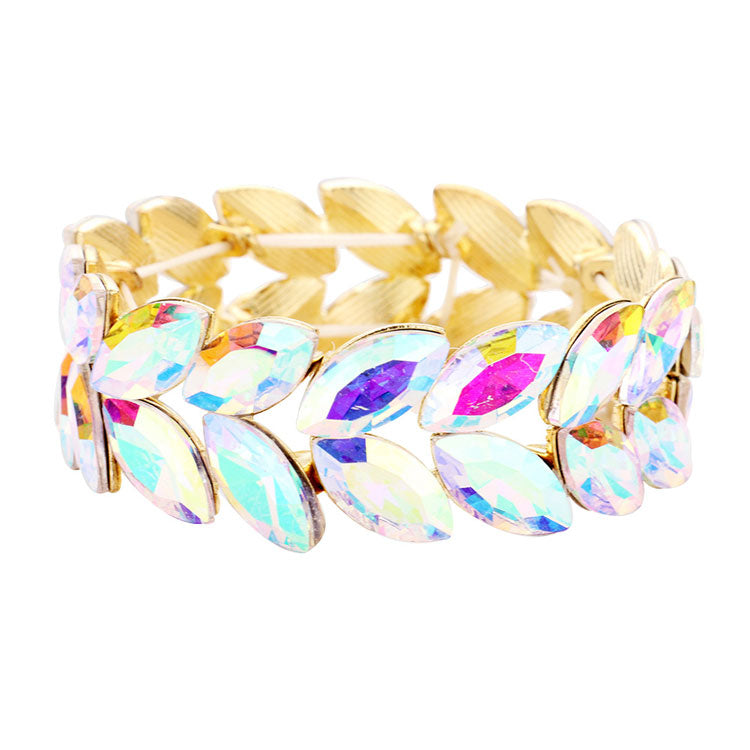 Marquise Glass Crystal Stretch Evening Bracelet