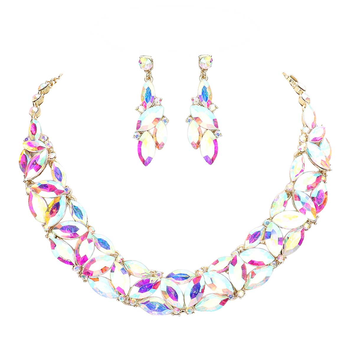 Marquise Stone Cluster Evening Necklace