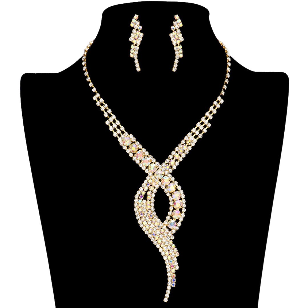 Swirl Rhinestone Pave Necklace