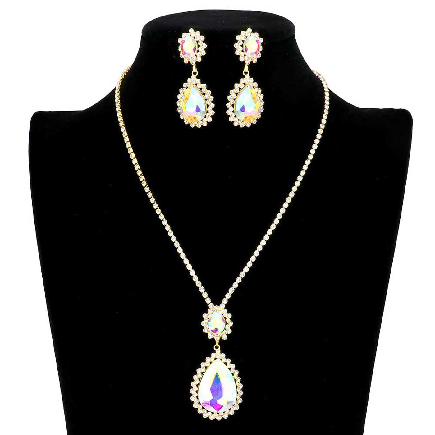 Teardrop Accented Rhinestone Necklace