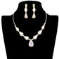 Teardrop Stone Accented Rhinestone Pave Necklace