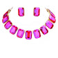 Emerald Cut Stone Link Evening Necklace Earring Set