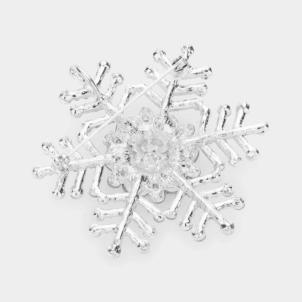 Crystal Pave Snowflake Pin Brooch Pendant