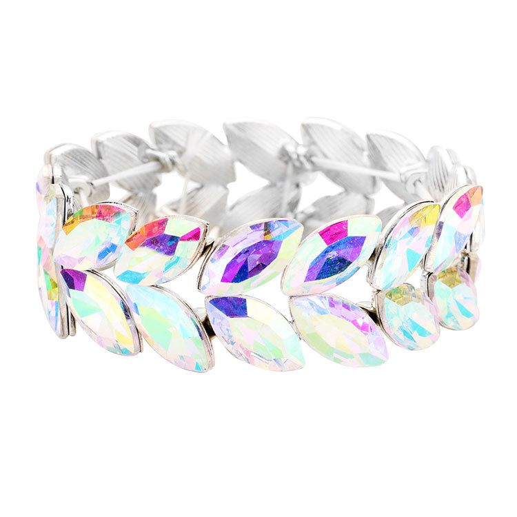 Marquise Glass Crystal Stretch Evening Bracelet