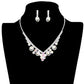 Round Stone Flower Accented Rhinestone Pave Necklace