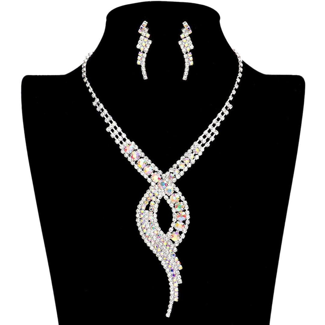 Swirl Rhinestone Pave Necklace